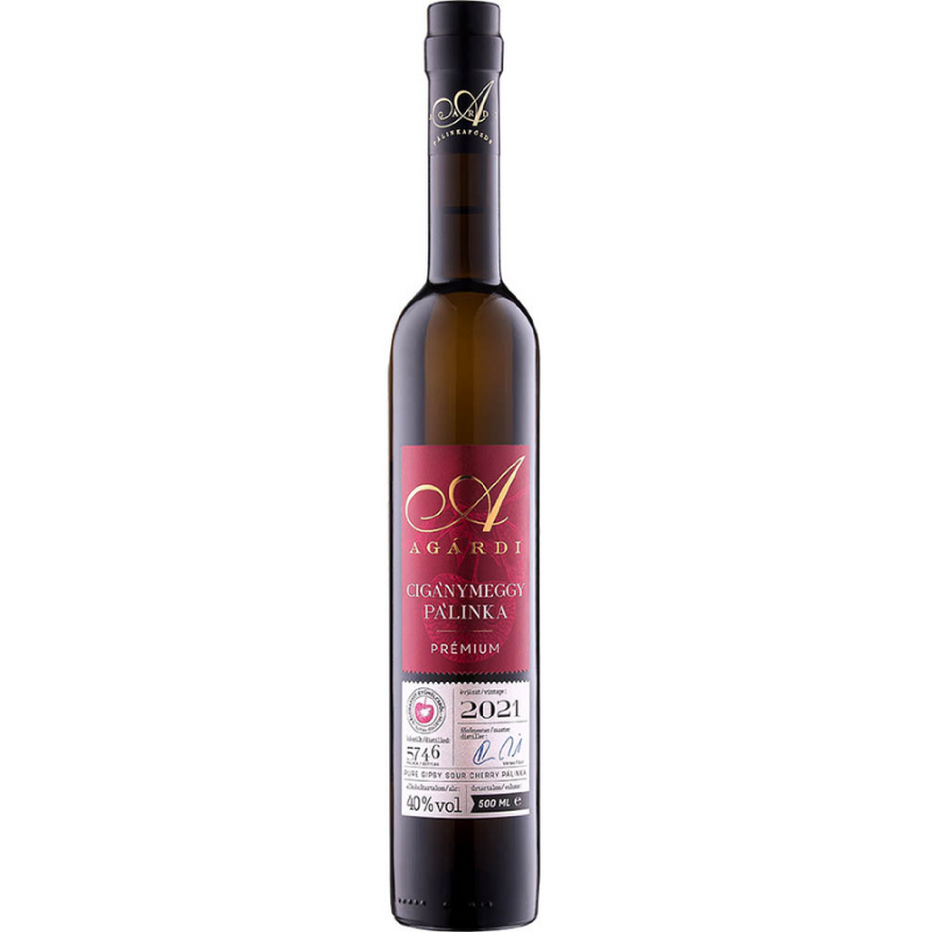Agárdi Prémium Cigánymeggy Pálinka 40% 0,5 LITER